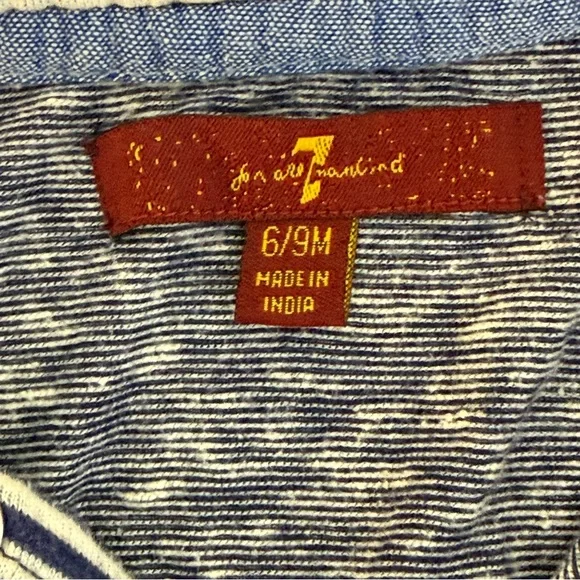 7 For All Mankind Baby Sleeper Jumpsuit with Embroidered Back Pockets 6/9 Month - Picture 6 of 7